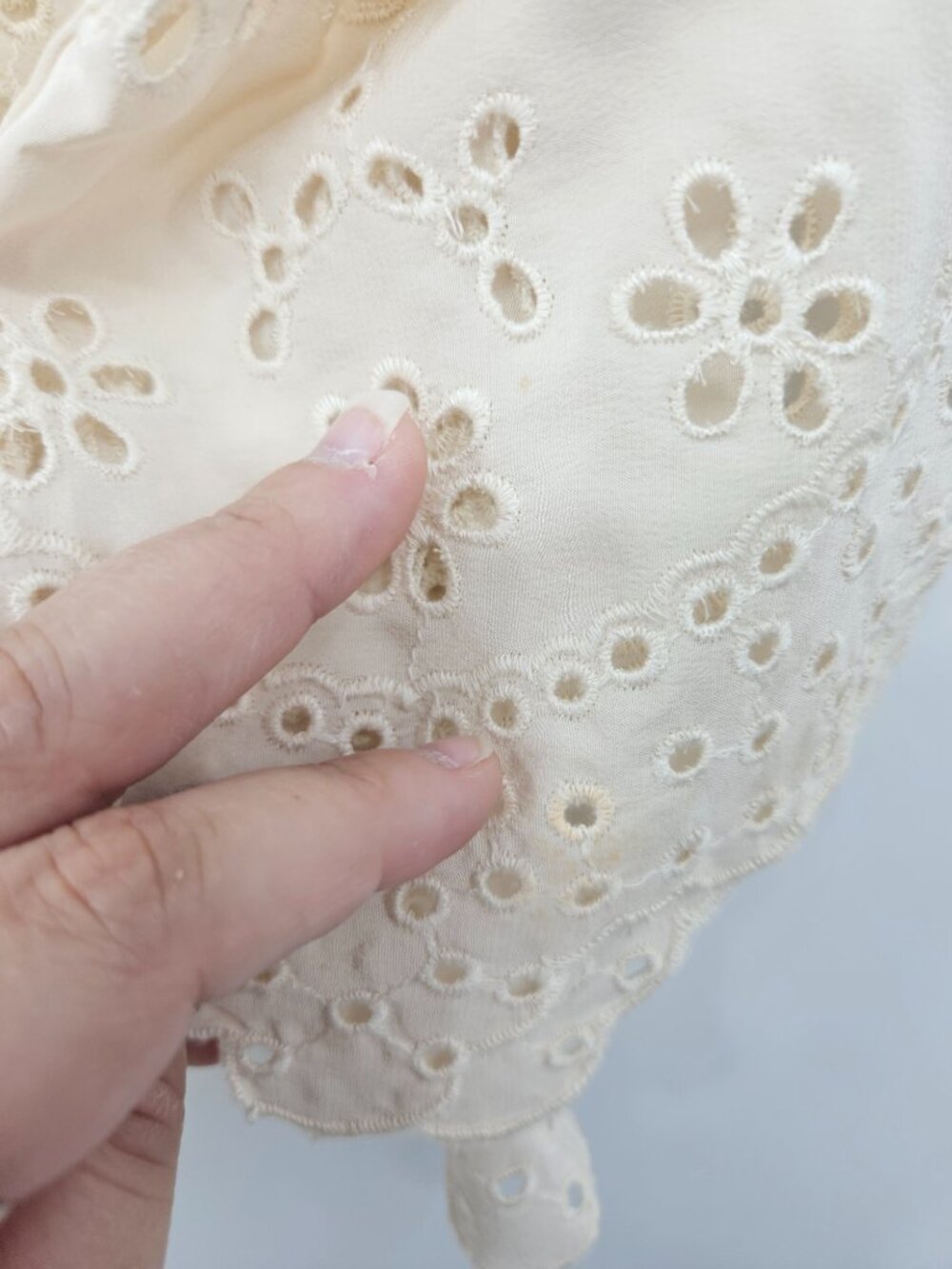 Ulla Johnson Althea Silk Eyelet Blouse Cream Women's Size 4 Preppy Boho Romantic - Picture 14 of 15